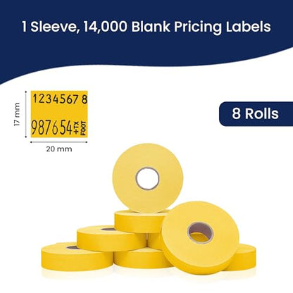 Pricing Labels for Monarch 1136 Yellow - 14,000 Labels w/ 8 Rolls Value Pack, 1 Sleeve - Made in USA - color: Yellow, size: 1 Sleeve