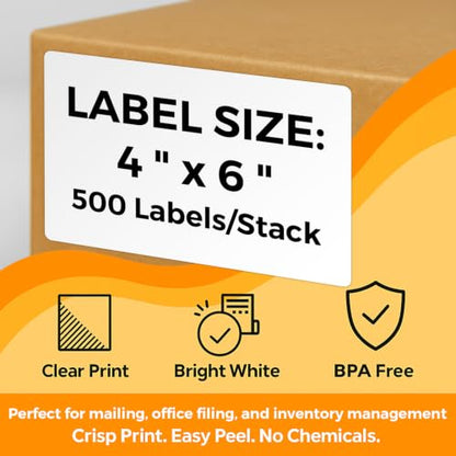 3-Proof 4" x 6" Fanfold Thermal Shipping Label, 4-Stack 2000 Labels - size: 4" x 6" - 4 Stacks ( 2000 labels ）