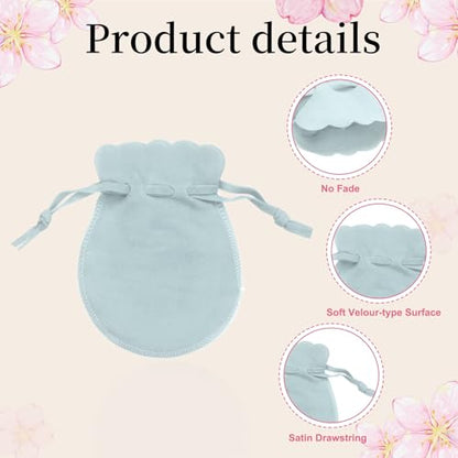 uxcell 20pcs Small Velvet Drawstring Pouch,3.5"x4.7" Jewelry Bag,Light Blue - color: Light Blue, size: 3.5" x 4.7"