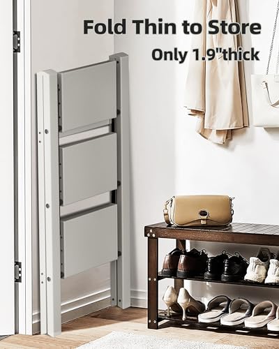 HillhutApex 3 Step Stool Foldable Ladder,Aluminum Step Ladder - color: Gray