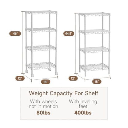 Golpart 4Tier Adjustable Storage Shelves Metal Wire Shelving Standing Shelf - color: White, size: 4-tier-11.6"Dx17.6"Wx44.2"H