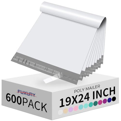 Fuxury Large Poly Mailers 19x24" 600 Pcs,Shipping Bags for Clothes,White - color: White, size: 19x24" 600pcs