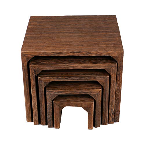 MOOCA Wooden Jewelry Display Stand Set, 5-Piece Product Risers - color: Brown N Shape, 5 Pieces