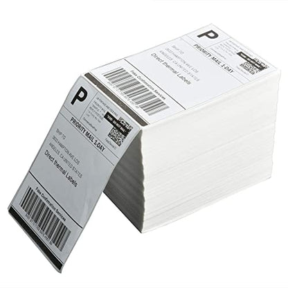 FungLam 4" x 6" Direct Thermal Shipping Labels - Pack of 500 Fanfold Labels - White Perforated, Permanent-Adhesive, Compatible Zebra & Rollo Thermal Label Printer - size: 4" x 6" - 500 Labels