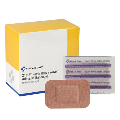 First Aid Only 1-750 Heavy Woven Fabric Adhesive Bandages, 2" x 3" Extra Large, 50 Count - size: 50 Count (Pack of 1)