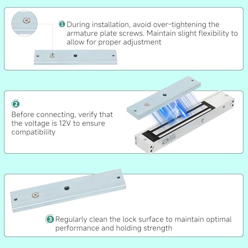 Access Control System RFID 600 lbs Electromagnetic Door Lock with Two Remotes Equipped with Five Access Keys Built-in Alarm Tone 110V Power Supply