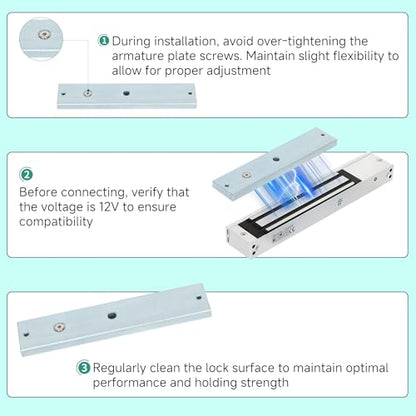 Access Control System RFID 600 lbs Electromagnetic Door Lock with Two Remotes Equipped with Five Access Keys Built-in Alarm Tone 110V Power Supply