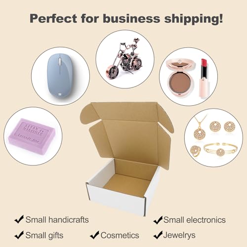 5x5x2" Shipping Boxes, Small Shipping Box White Packaging for Small Business Jewelry Mailer with Lids Flat Corrugated Cardboard Box Lightweight Cute Mailing Boxes Bulk Packaging, 50 Pack - size: 5x5x2", style: White-50 Pack