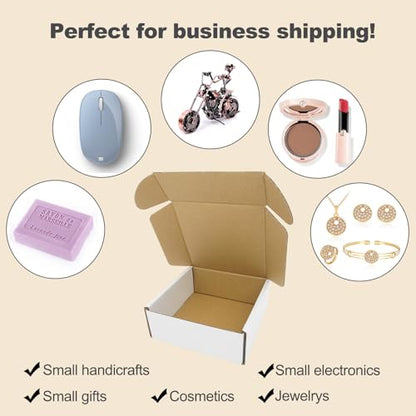5x5x2" Shipping Boxes, Small Shipping Box White Packaging for Small Business Jewelry Mailer with Lids Flat Corrugated Cardboard Box Lightweight Cute Mailing Boxes Bulk Packaging, 50 Pack - size: 5x5x2", style: White-50 Pack