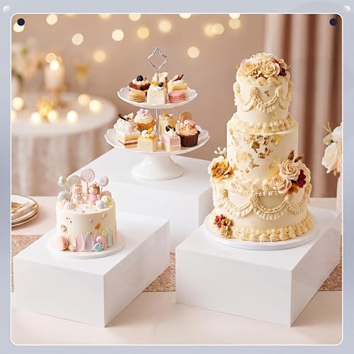 3 Pack Extra Large White Acrylic Buffet Risers 14” 13” 12” Cubes - color: White, style: Cube