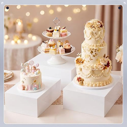 3 Pack Extra Large White Acrylic Buffet Risers 14” 13” 12” Cubes - color: White, style: Cube