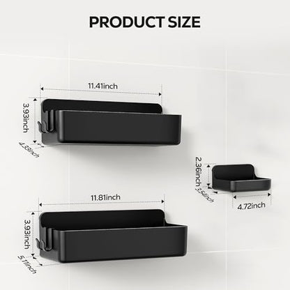 Nieifi Adhesive Shower Shelves, Black, 3 Pieces - color: Black, size: 3 pieces