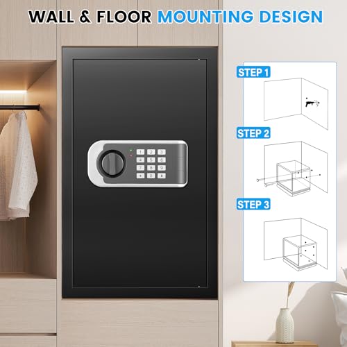 23.6" Tall Large Home Safe, 4.6 Cuft Safe Box with Fireproof Waterproof Bag - size: 4.6 Cuft