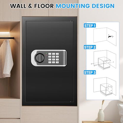 23.6" Tall Large Home Safe, 4.6 Cuft Safe Box with Fireproof Waterproof Bag - size: 4.6 Cuft