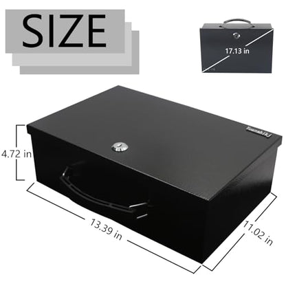 Yuanshikj Fireproof Key Lock Steel Security Safe Box, 0.38 Cu Ft, Black - size: L