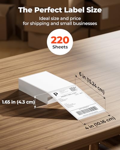 MUNBYN 4x6 Thermal Printer Labels, Commercial Grade, 220 Sheets/Stack - color: White, size: 4x6*220