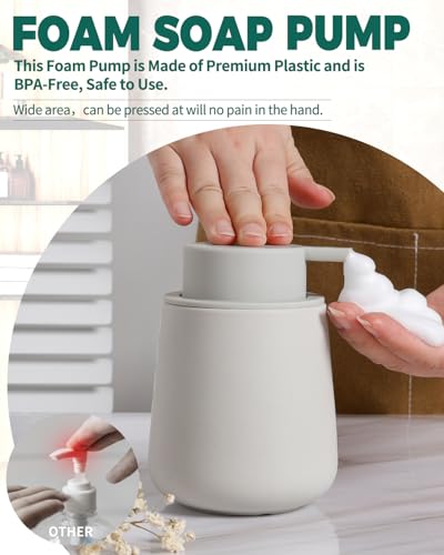 Bosilunlife 12Oz Ceramic Foam Soap Dispenser for Bathroom Kitchen Counter - color: Rubber Light Grey