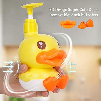 Plastic Cute Duck Soap Dispenser for Kid or Children with Pump - color: Yellow