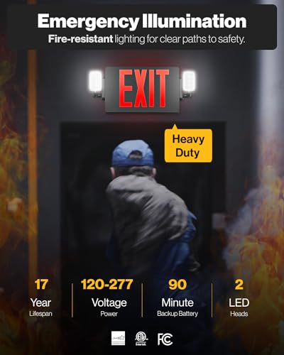 Sunco 6 Pack Black Exit Signs with LED Emergency Lights & Backup Battery - color: Black