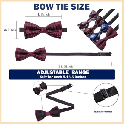 AUSKY 8 PACKS Elegant Adjustable Pre-tied Bow Ties for Men Boys (1&4&5&6&8 Pack for option) - color: D