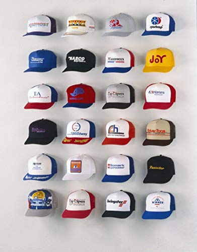 Cap Capers® Baseball Cap Display; Wall Mounted Hat Rack; Baseball Cap Storage & Organization; (6 pk) Great for Cap Collectors. The Ultimate Display for Baseball Caps