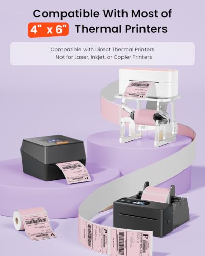 Phomemo Pink 4x6 Thermal Label, Shipping Labels Pack of 250 4x6 Roll Labels, Compatible with Phomemo, Zebra, Rollo, Jadens and Other Thermal Printers - color: Pink