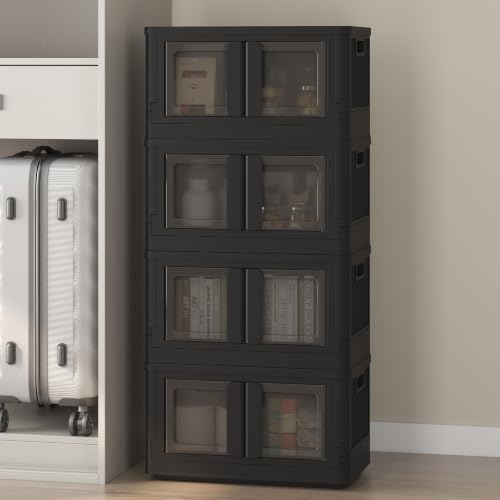 FLEXIMOUNTS 150 QT Stackable Plastic Storage Bins With Lids, Black - color: Black, size: 37 Qt-4 Pack