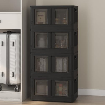 FLEXIMOUNTS 150 QT Stackable Plastic Storage Bins With Lids, Black - color: Black, size: 37 Qt-4 Pack