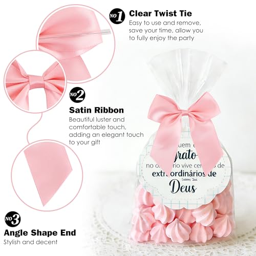 Baby Pink Pre-Made Twist Tie 4.5 Inch Gift Wrap Bows 24 Counts - color: Pink