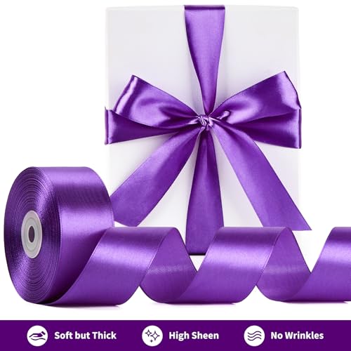 Mauproy Purple Satin Ribbon, 1-1/2 Inch, 50 Yards - color: Purple