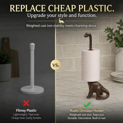 Wallcharmers Rustic Dino Paper Towel Holder & Metal Toilet Paper Stand - color: Rustic Dino