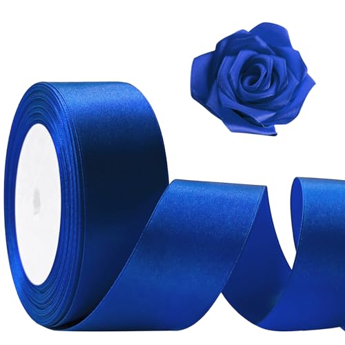 Flezoo 25 Yards 1-1/2" Blue Satin Ribbon for Crafts Gift Wrapping Wedding - color: Blue