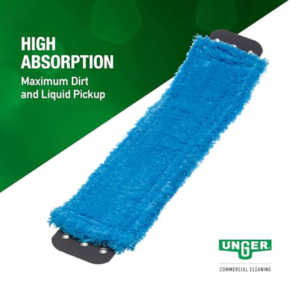 Unger Commercial SmartColor MicroMop 15.0, 16" Wet Microfiber Mop Pad, Reusable - Heavy-Duty Floor Cleaning, Blue - MM40B