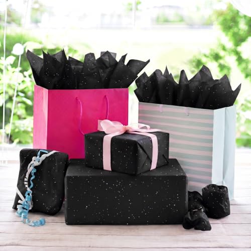 120 Sheets 14 x 20 Inch Black Glitter Tissue Paper for Gift Bags - color: Glitter Black