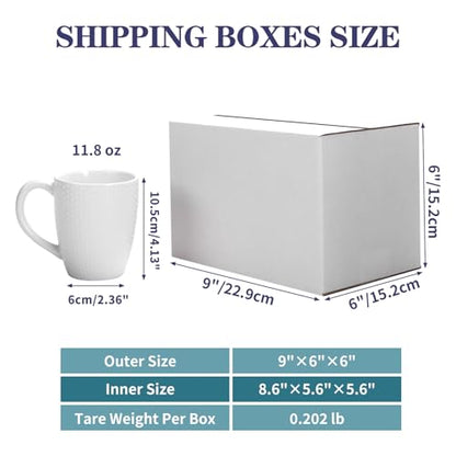 Shipping Boxes 9X6X6 Set of 25, White Corrugated Cardboard Box for Mailing Business Packaging - size: 9X6X6 Inches
