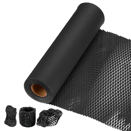 PATIKIL Honeycombs Packing Paper, 12" x 98' Honeycombs Cushioning Wrap Roll Kraft Wrapping Paper for Shipping Moving Wrapping Gifts, Black - color: Black, size: 12" x 98'