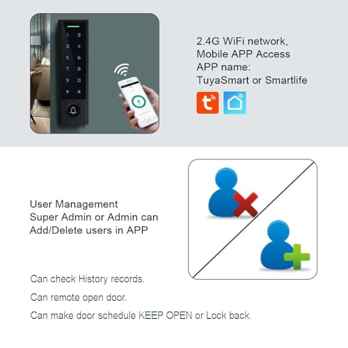 WiFi Remote Manage IP66 Watreproof Access Control Keypad ANSI Standard North American Heavy Duty Electric Strike Lock Push Exit Button Smart Phone App Remote ADD/Delete User - style: Strike Lock
