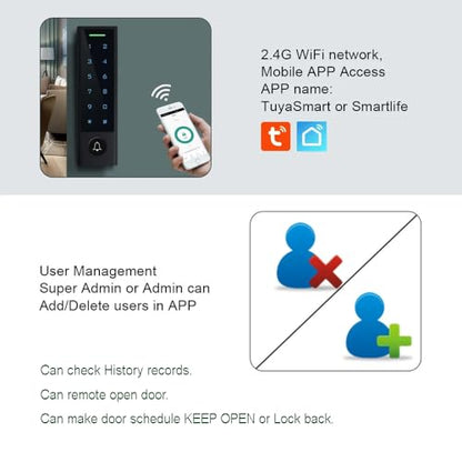 WiFi Remote Manage IP66 Watreproof Access Control Keypad ANSI Standard North American Heavy Duty Electric Strike Lock Push Exit Button Smart Phone App Remote ADD/Delete User - style: Strike Lock