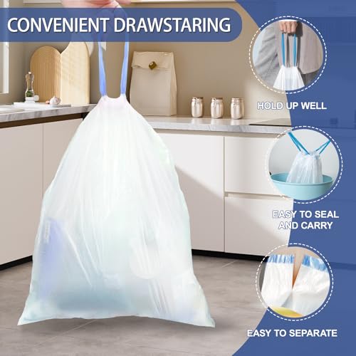 Small Trash Bags 4 Gallon Drawstring,1.1 Mil,Unscented,240 Count - color: 4gal-240
