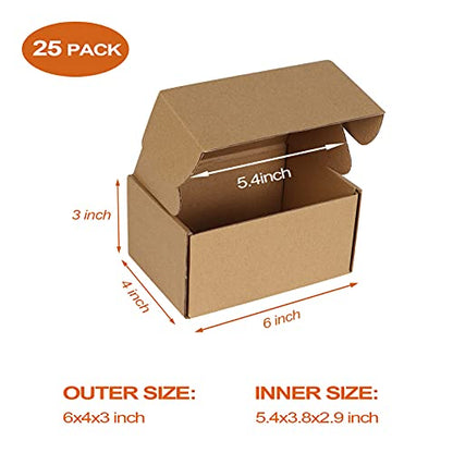PHAREGE 25 Pack 6x4x3 inch Small Shipping Boxes, Brown Mailing Boxes - color: Brown, size: 6x4x3 inch 25 Pack