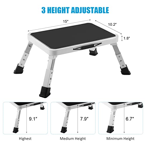 Jocauto Folding Step Stool for Adults, Height-Adjustable Small Step Stool