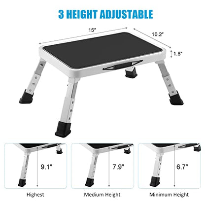 Jocauto Folding Step Stool for Adults, Height-Adjustable Small Step Stool