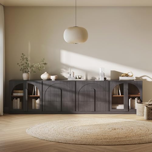 BELLEZE Bijou 4-Piece Modular Sideboard Buffet Cabinet - Ebony - color: Bijou Ebony Aacc