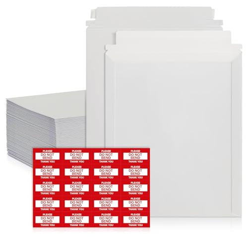 Rigid Mailers 9x12 inches, 100 Pack – White Inside & Out, Self Seal - size: 9x12"-Pack of 100