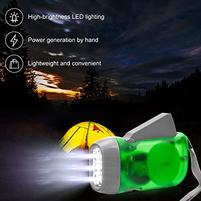 Mudder 24 Hand Crank Flashlight, Red, Blue, Green, Yellow - color: Green, Grey, Blue, Red
