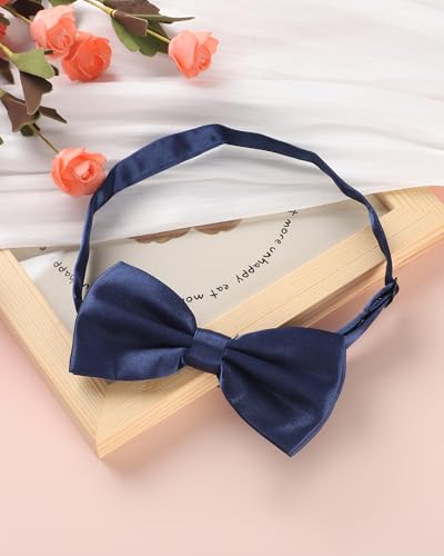 AWAYTR Bow Ties for Men - Pre-Tied Adjustable Tuxedo Style for Wedding - color: Light Navy Blue
