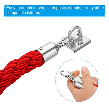 PATIKIL Stanchion Rope 1.5m/5Ft Barrier Red Silver 2 Pack - color: Red/Silver