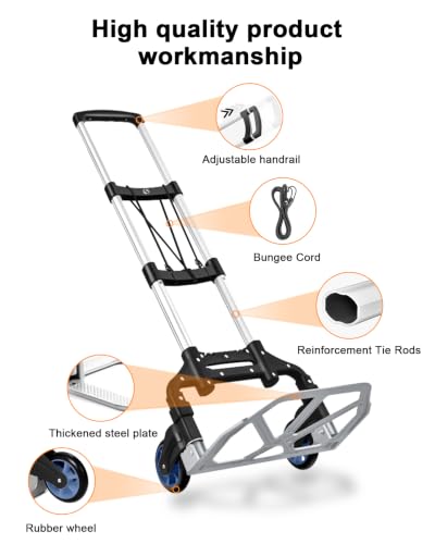 Folding Hand Truck, Dolly Cart with Wheels, Folding Dolly - color: Black Blue