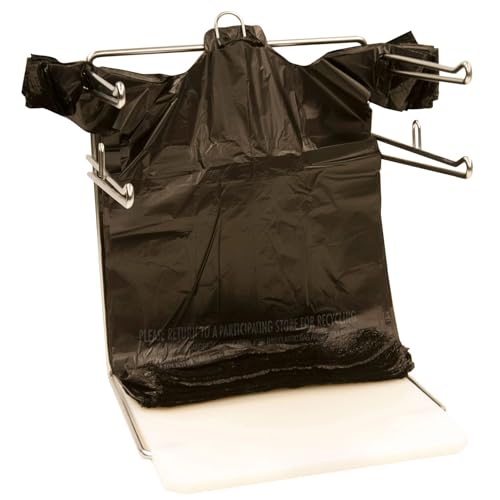 Made in USA Black Plastic T-Shirt Carry Out Bags, 11.5" x 6.5" x 22", Heavy Duty .491 mil Retail Shopping Bags, 1000 Count