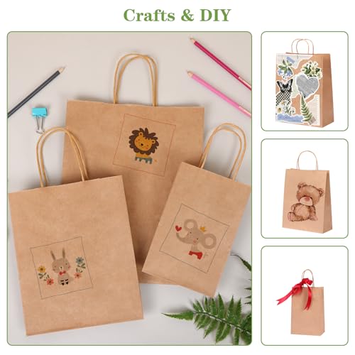 OUTUXED 180pcs Paper Bags with Handles Brown Kraft Paper Gift Bags - color: brown, size: 1 Count (Pack of 180)